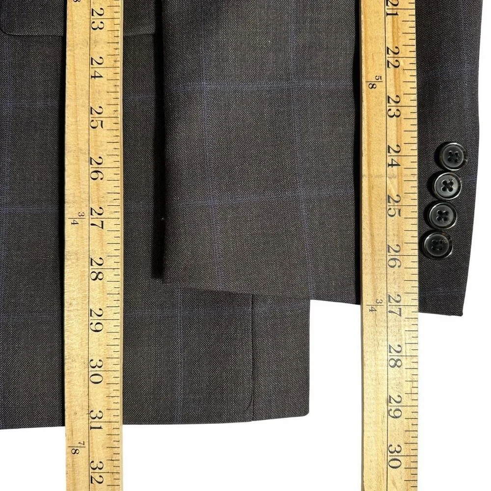 RALPH LAUREN 2 Piece Mens Suit Blazer Jacket 50L Pant 44Wx30L Brown Plaid Wool